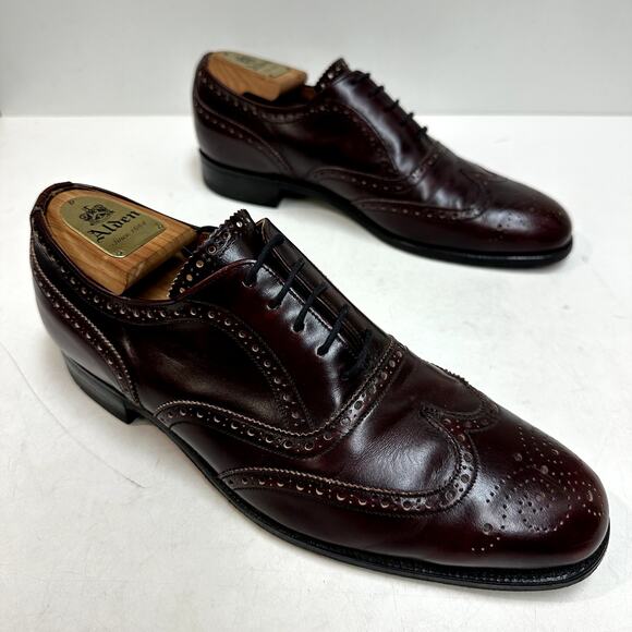 VERY GOOD VTG Alan McAfee Wingtip Oxford Bal Burgundy Made in England US 9.5 - Picture 4 of 12